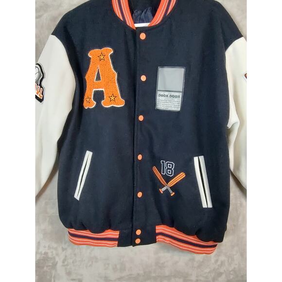 Duck Down, Vintage Varsity Jacket Black White and Orange Size XL Various Patches - Picture 7 of 16